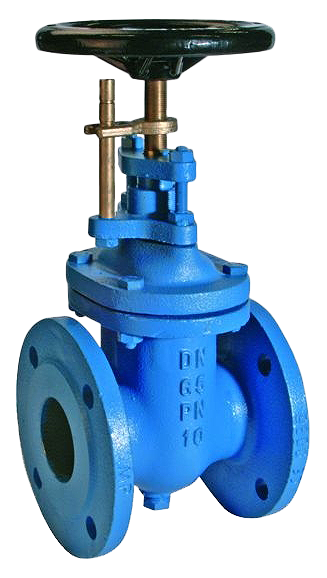 GATE VALVE CAST IRON FLANGED NON-RISING STEM, WITH POSSITION INDICATOR DIN 3202 F4, PN 10